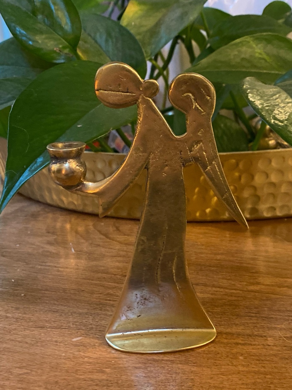 VTG Brass Angel Small Candlestick Holder 4.75” Christmas Holiday